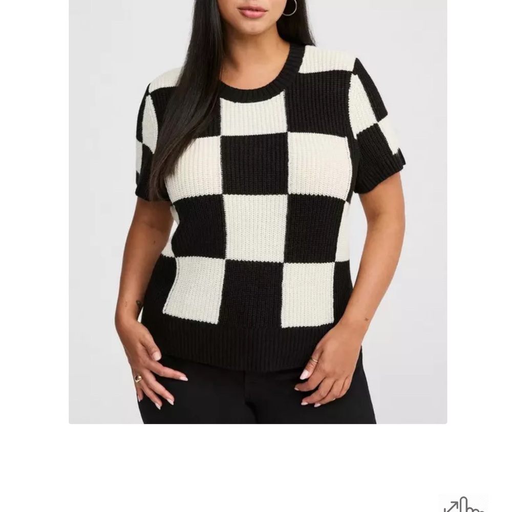 Torrid Black and White Checkered Sweater